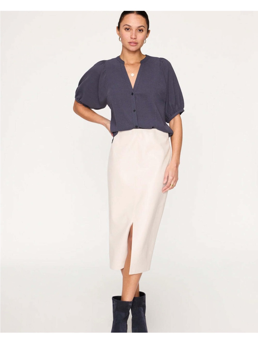 Brochu Walker Puff-Sleeve Button Front Blouse
